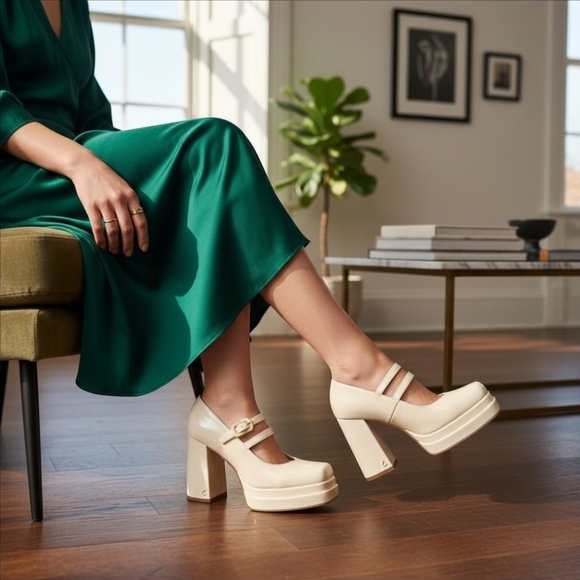 Circus NY By Sam Edelman Chunky Block Heel Platform Cream White SZ 10 M Cosplay - Picture 16 of 16